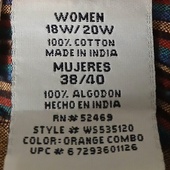 White Stag Vintage Top Plus Size 18W 20W Bohemian Textured Cotton Button Front - Picture 10 of 11